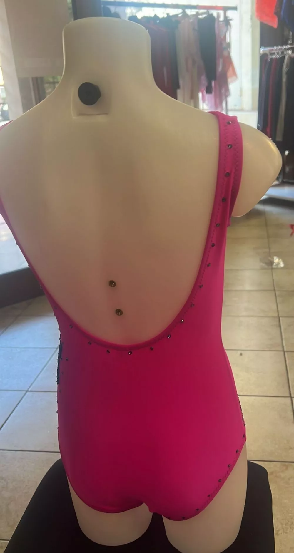 body lycra fucsia danz con strass