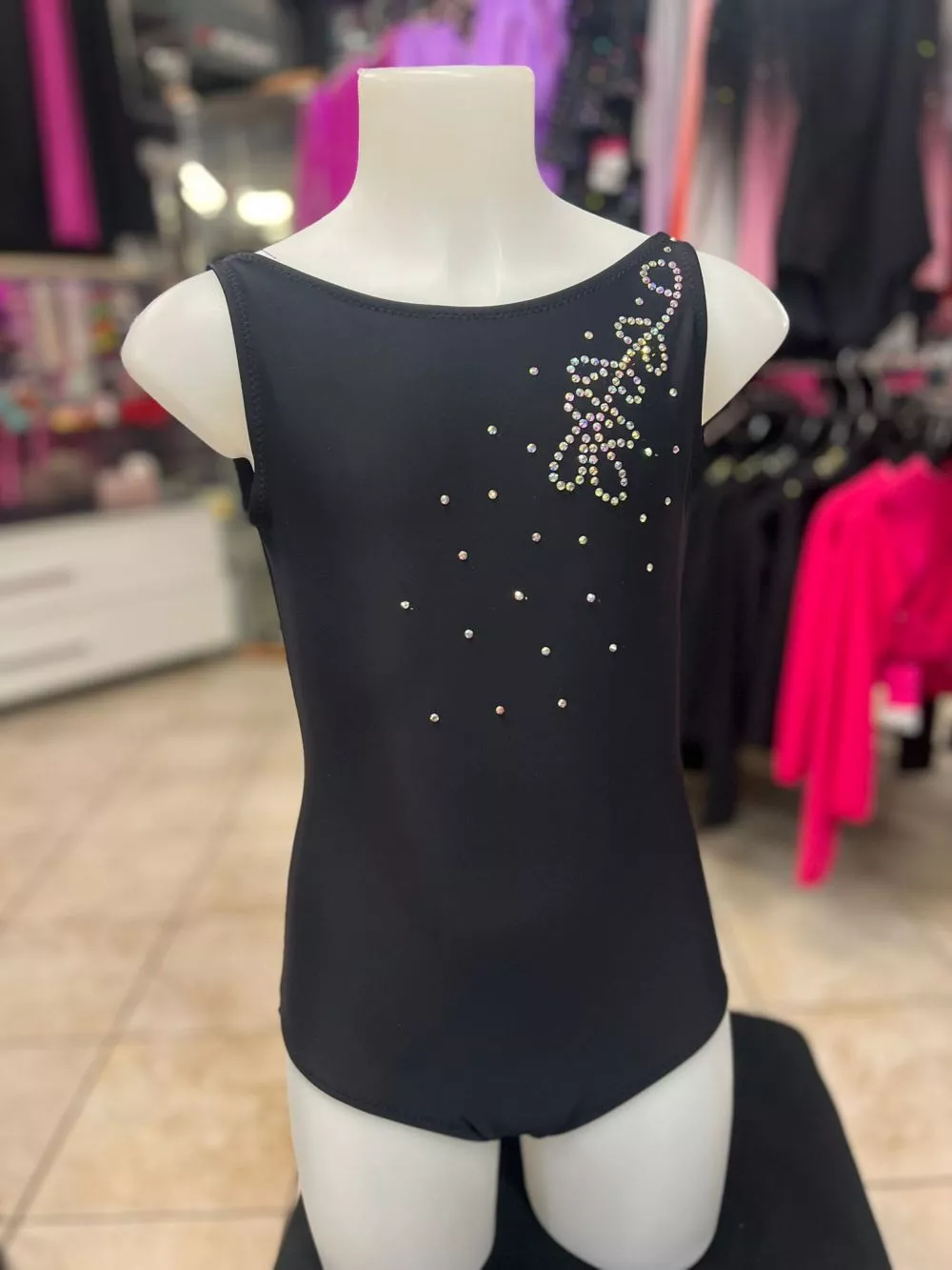 DANZ - BODY PATTINAGGIO ARTISTICO IN LYCRA NERA SENZA GONNELLINO CON STRASS