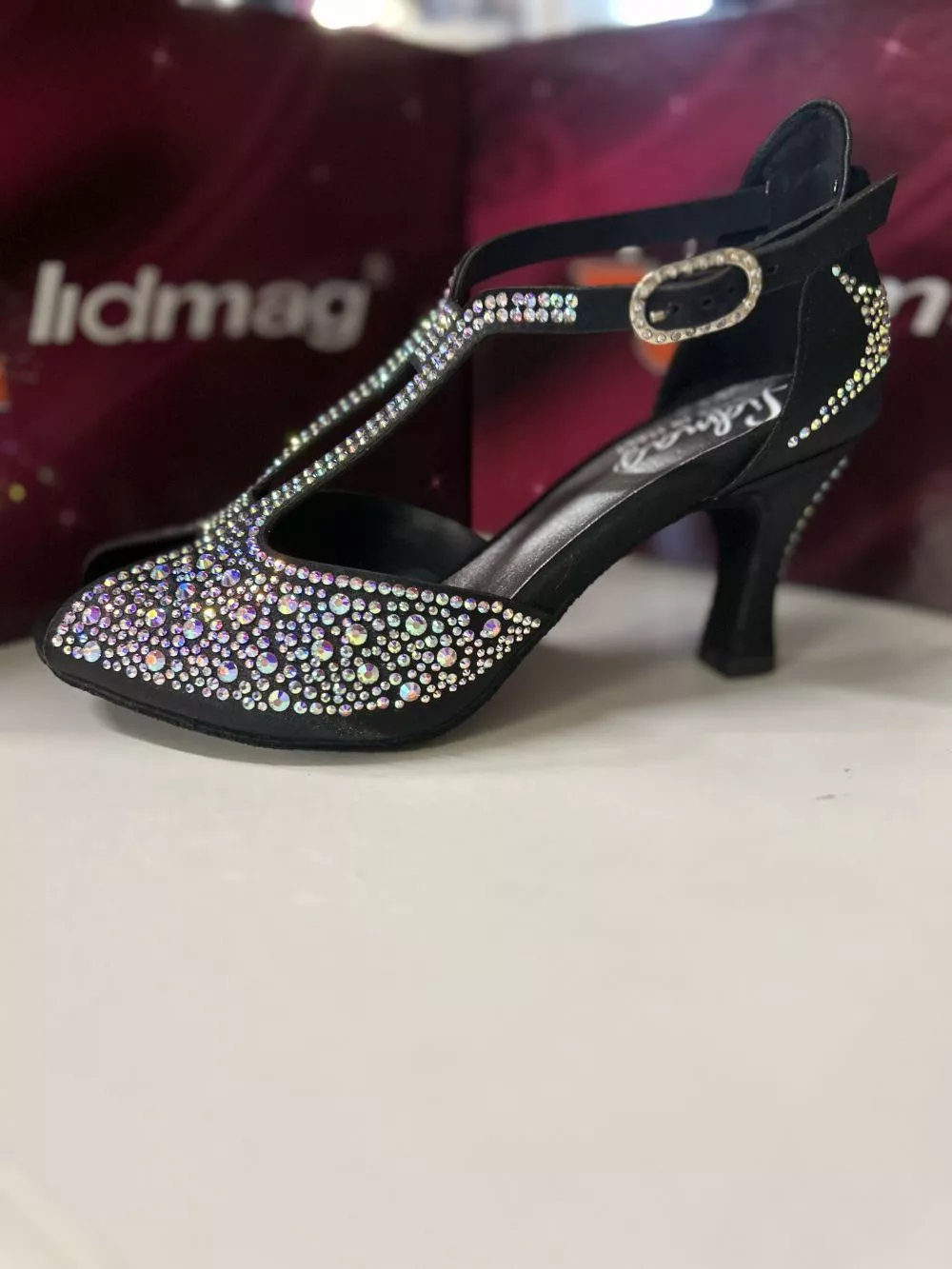 scarpa da ballo con strass raso nero LIDMAG L6