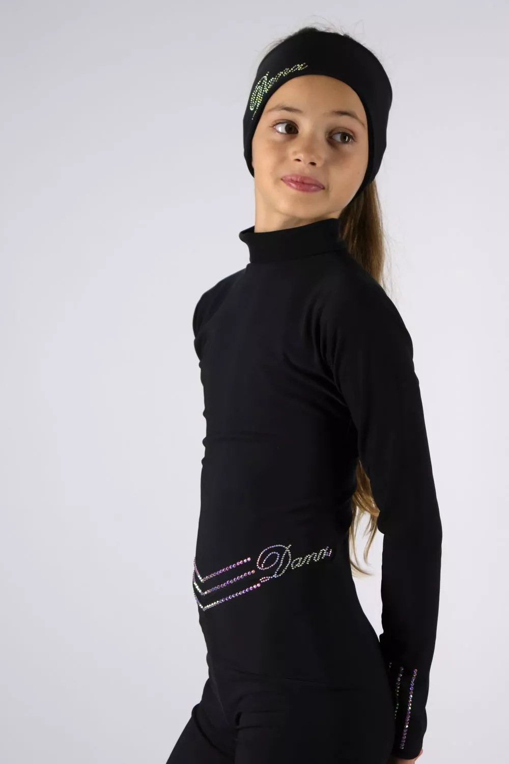 TUTA NERA TERMICA CON STRASS