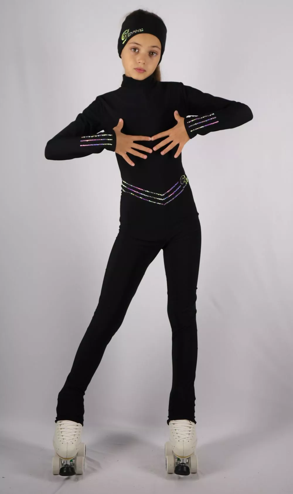 TUTA NERA TERMICA CON STRASS